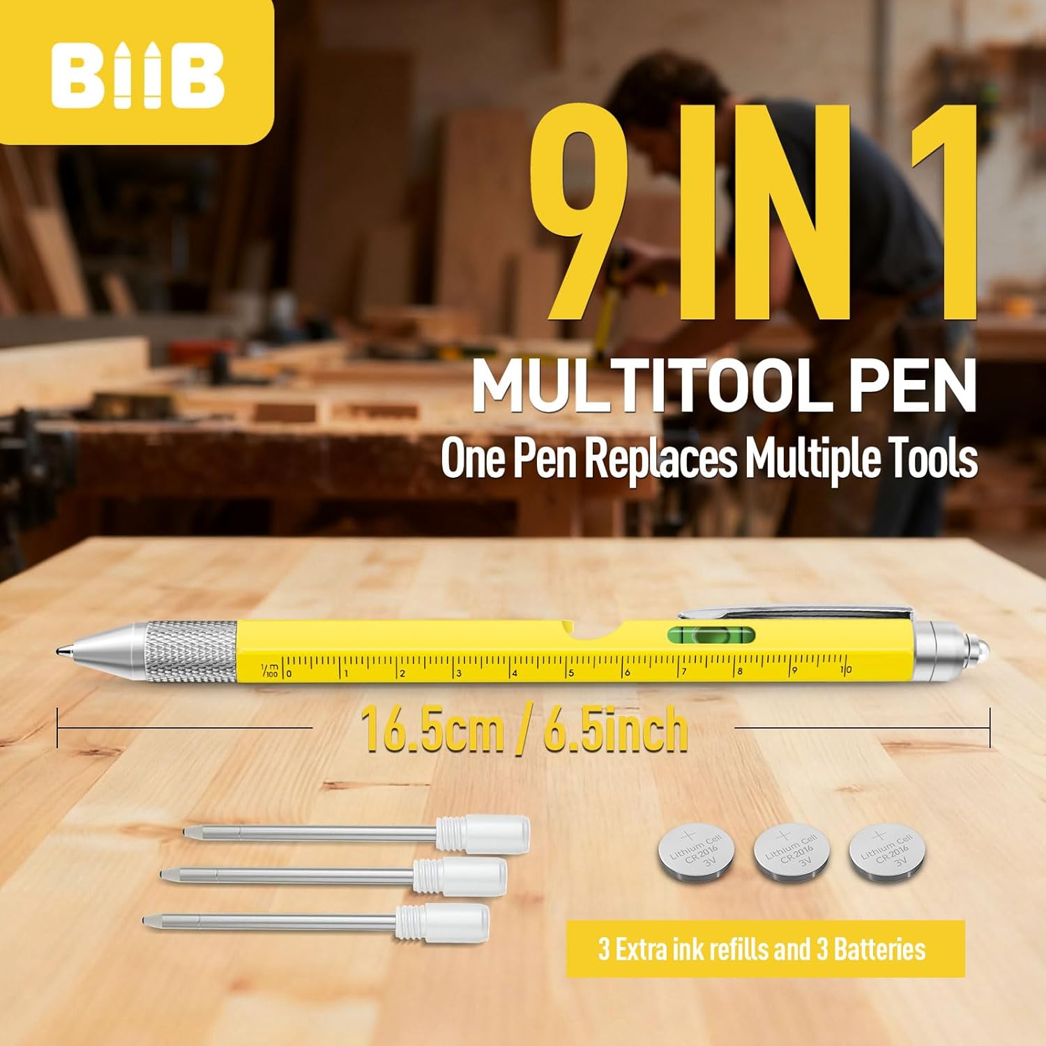 BIIB Stocking Stuffers for Men Teens Adults, 9 in 1 Multitool Pen Gifts for Men, Mens Gifts for Dad Him Boyfriend, Christmas Dad Gifts for Men Who Have Everything, Mens Stocking Stuffers - Image 3