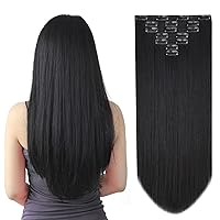Vista 1 de Extensiones de cabello, con clip, cabello sintético, 22 pulgadas (55.88 cm), lacio, para mujeres y niñas, 18 pulgadas (45.72 cm), rizado, cobertura