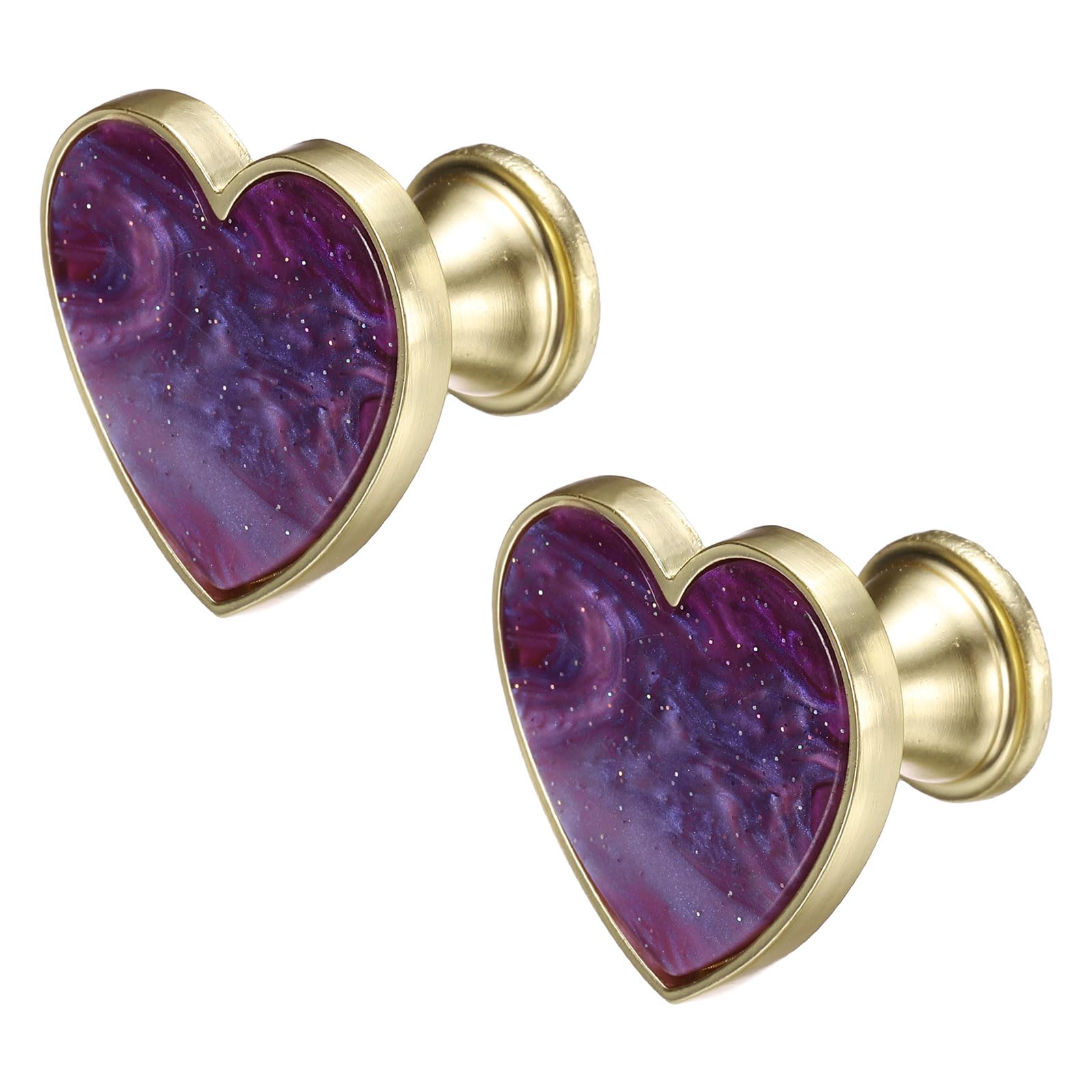 sourcing map 2Pcs Drawer Knobs, Zinc Alloy Decorative Heart-Shaped Pull Handles with Screws for Furniture Dresser Wardrobe Cupboard, Purple