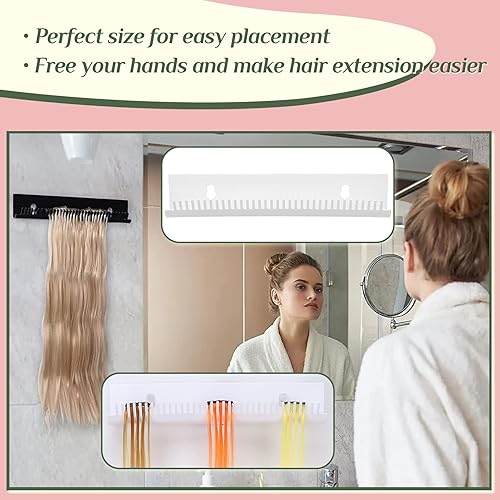 Miniatura 5 de Slinsmei Soporte de extensión de cabello blanco para peinar profesionalmente diseñado para sostener de forma segura tramas extra anchas, incluyendo