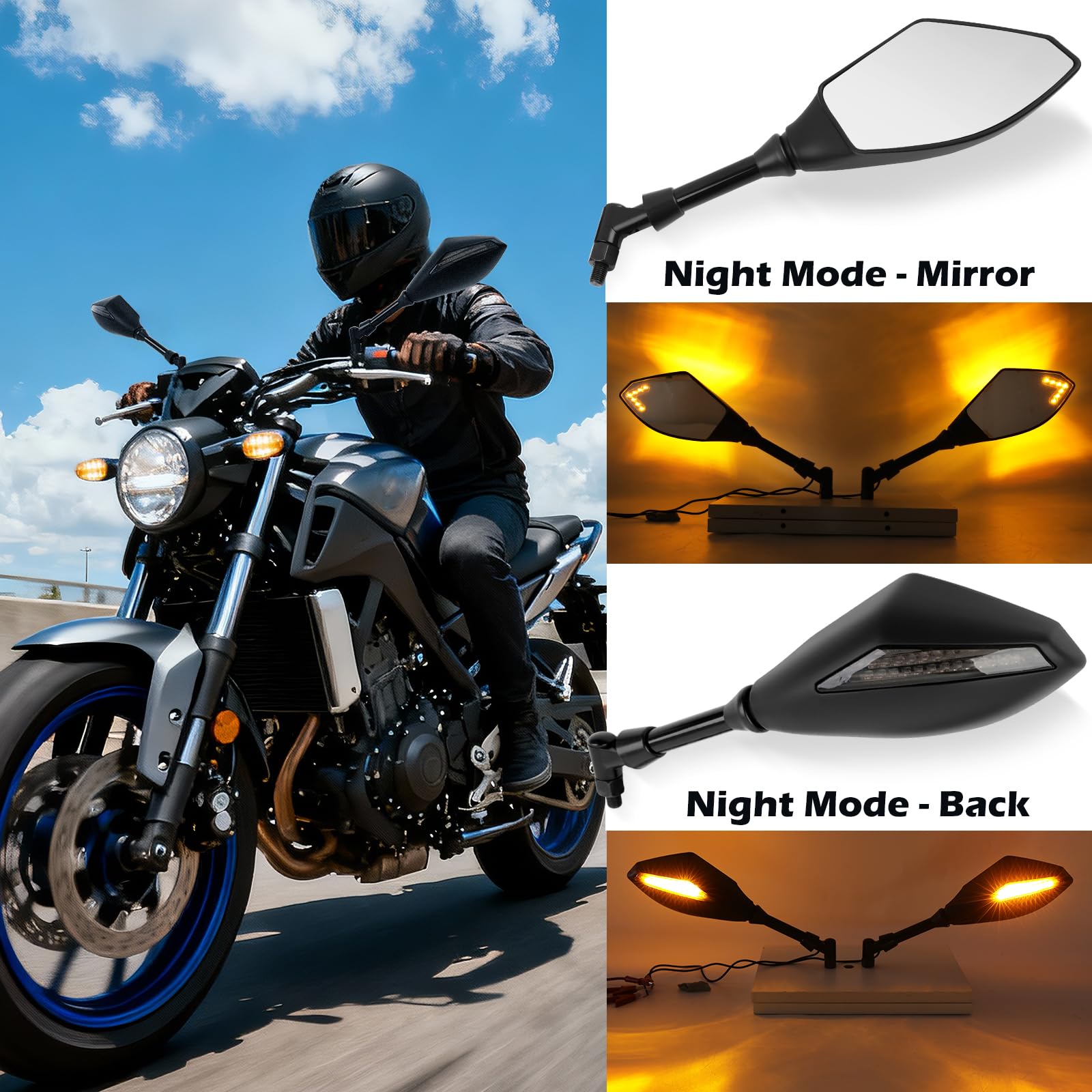 DREAMIZER 8mm 10mm moto indicateur de Signal LED rétroviseurs latéraux pour Bobber Cruiser Choppers Touring ATV