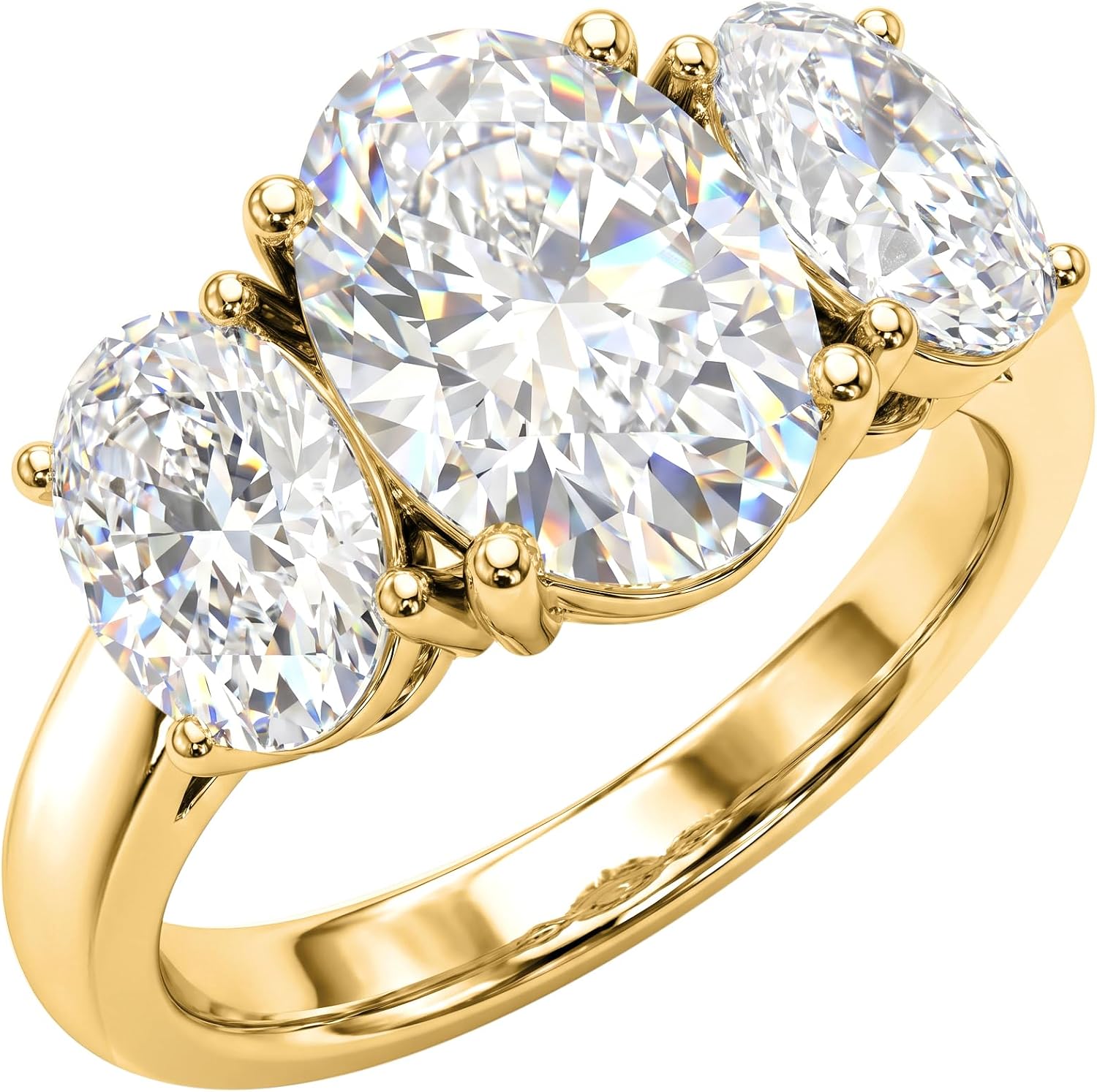 Diamond2Deal 14k Yellow or White Gold Lab Grown Diamond 3-Stone Engagement Wedding Ring (D-E Color, VS Clarity) (1/2 Ct to 4 Ct)