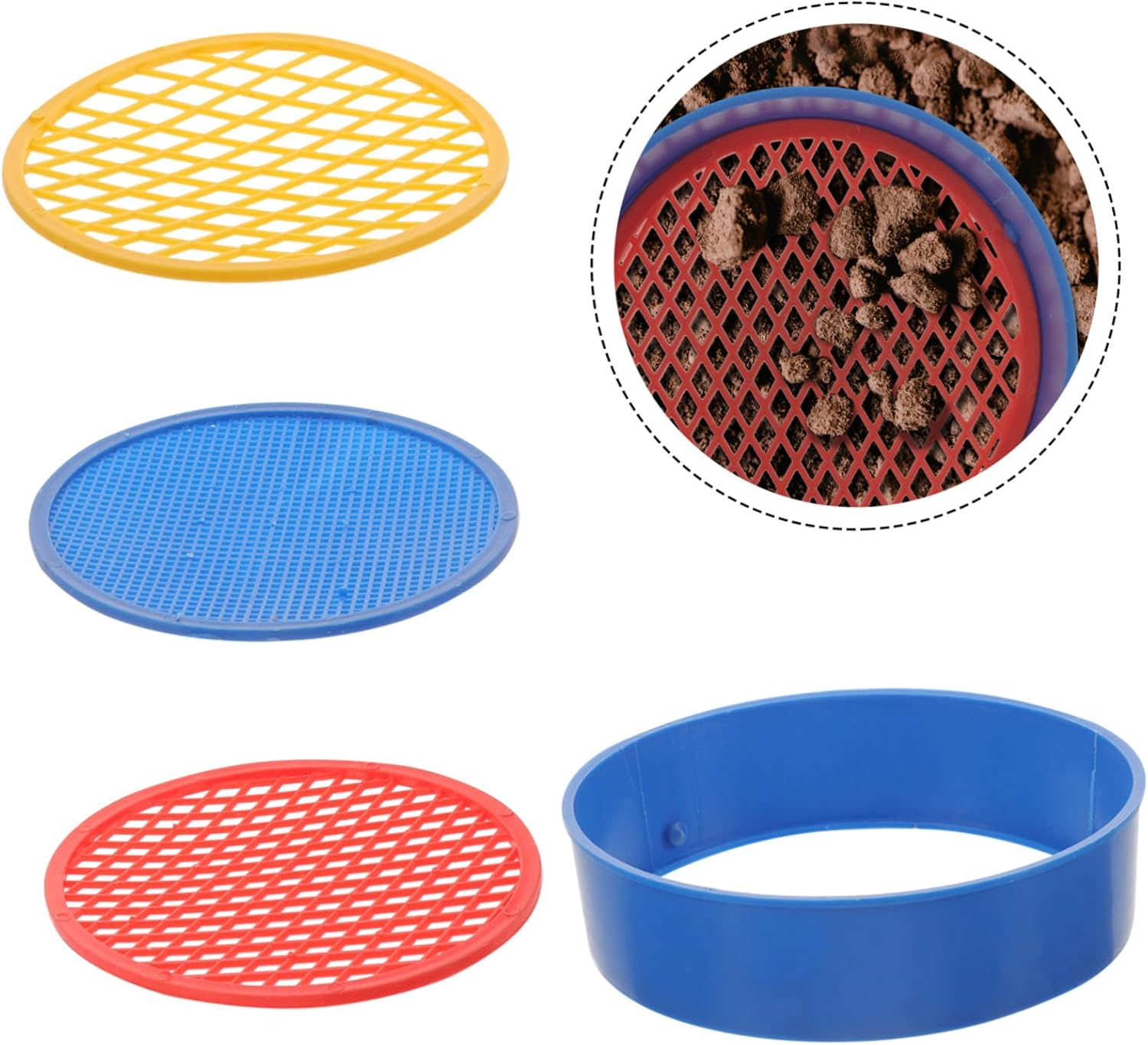 Toyvian 3sets Plastic Soil Sieve Set Fine Mesh Sieve for Gardening Tools Manual Soil Strainer Planting Filter
