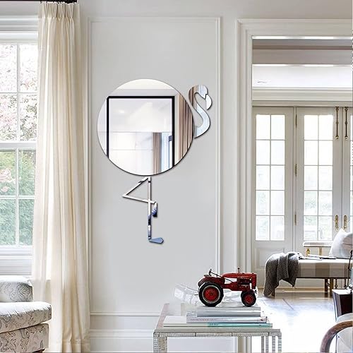 Miniatura 3 de Animal Flamingo Pared 3D Pegatinas Acrílico Espejo Pared Calcomanías Decoración Extraíble para Niños Ropa de Cama Techo Decoración de Pared - Plata