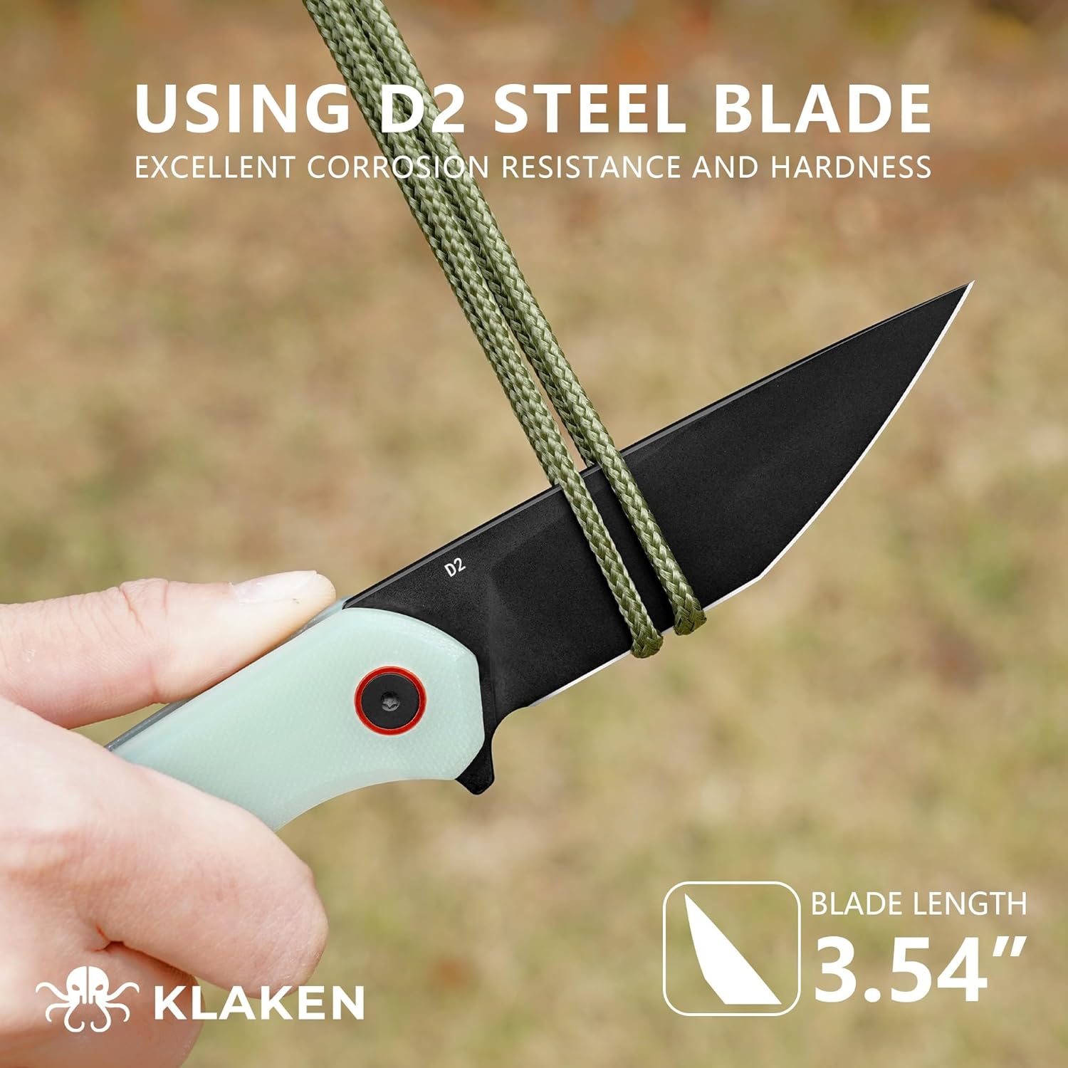 Pocket Knife for Men Women, 3.54" D2 Tanto Blade Folding Knife, G10 Anti-Slip Handle Pocket Camping Knife with Pocket Clip, EDC for Outdoor Survival Hiking