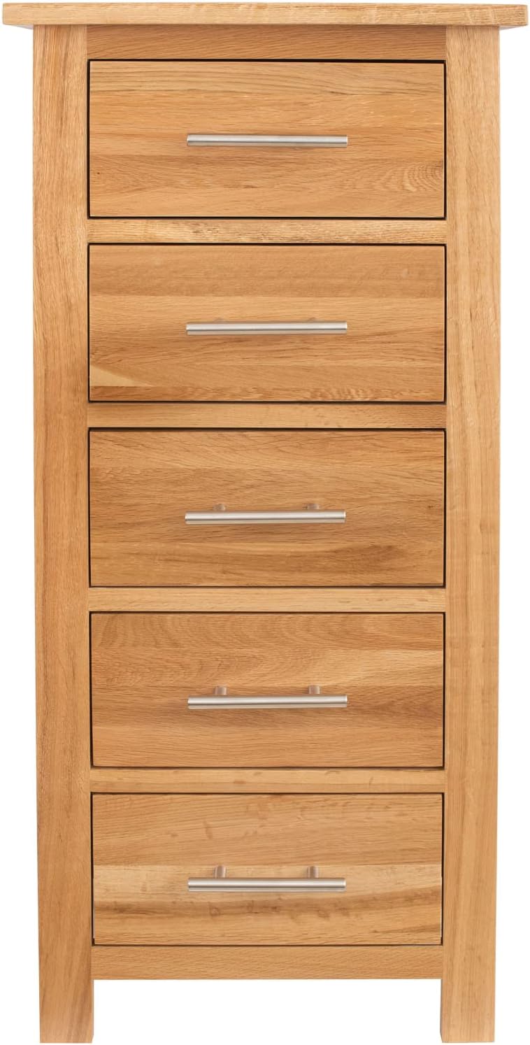 AERATI OAK Chest of Drawers 5 Drawers Narrow for Living Room