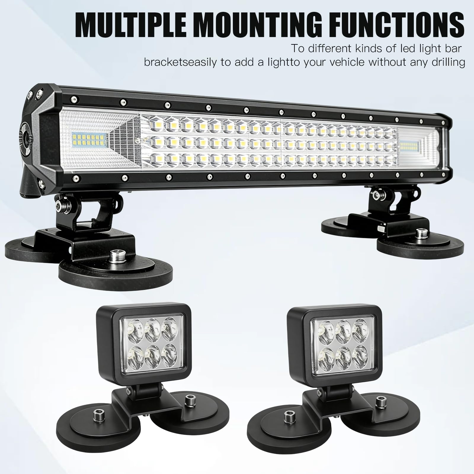 2 supporti magnetici in gomma per fari da lavoro a LED, supporto magnetico universale per tettuccio dell'auto, forte supporto magnetico per luce da lavoro, per fuoristrada, auto, SUV, ATV, camion