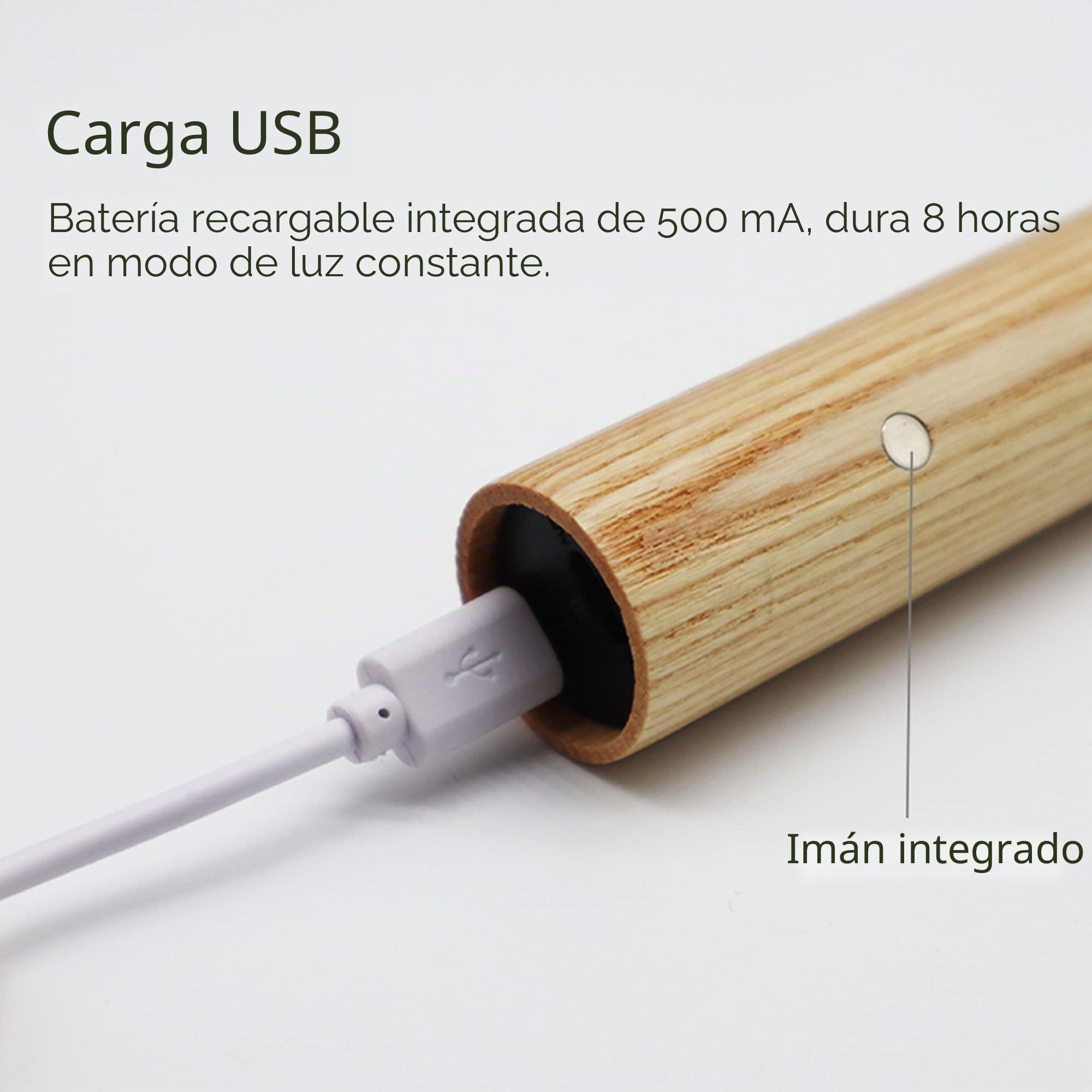 Luz con sensor de movimiento para interiores, lámpara de pared de madera, recargable, portátil, magnética, funciona con pilas, luz nocturna LED para niños, baño, armario, dormitorio, madera