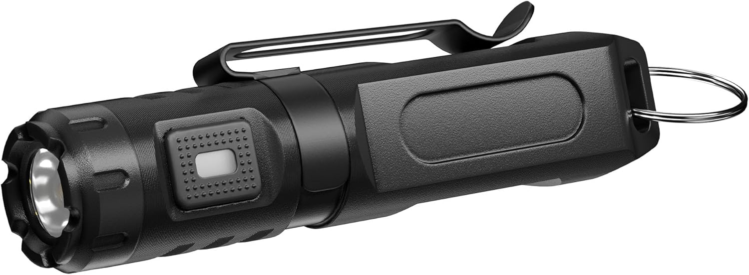 HOKOILN Keychain Flashlight, Bright 650 Lumens USB-C Rechargeable Mini Flashlight, Waterproof Small Pocket Light for Everyday Carry, Camping, Hiking, Emergencies (1, Midnight Black)