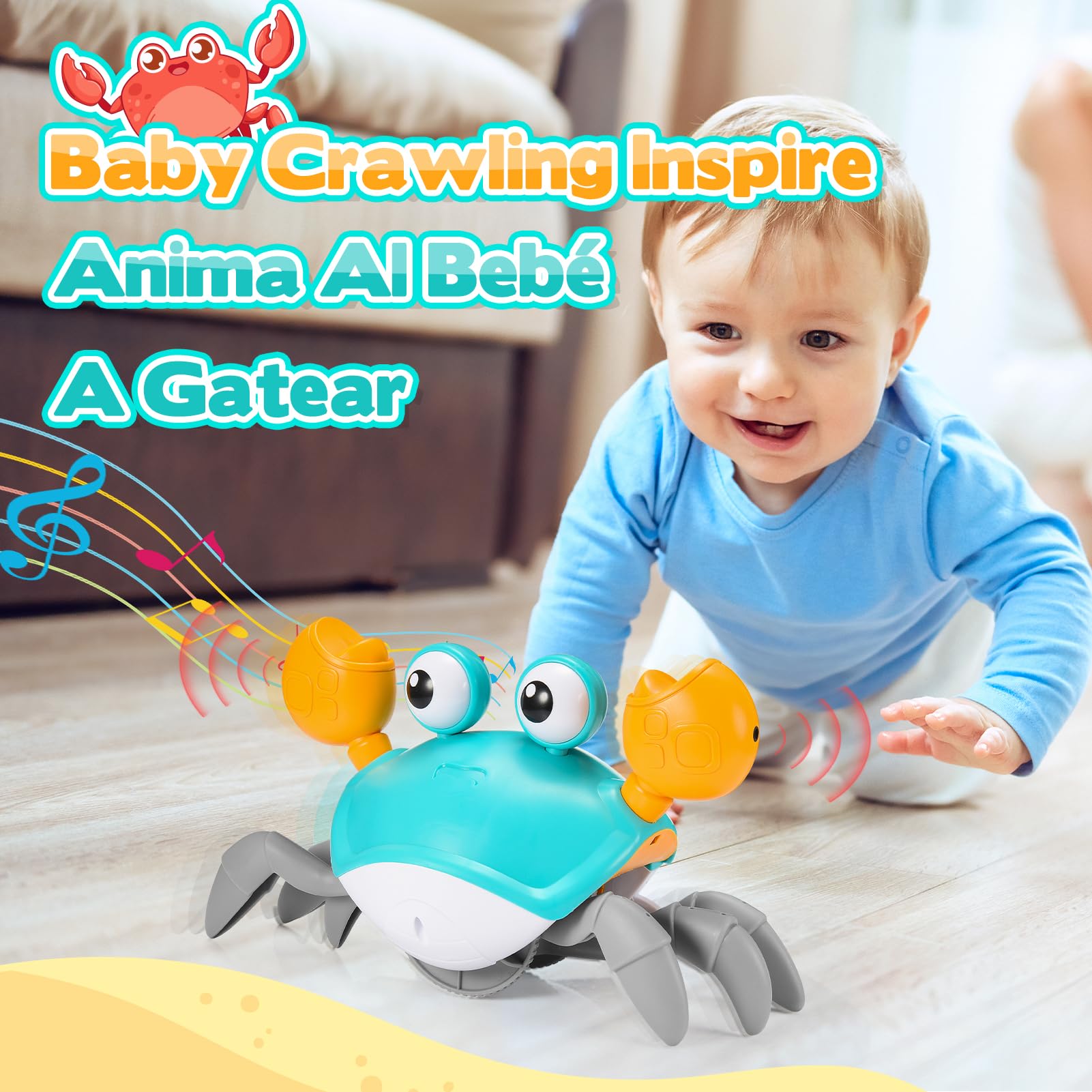 iKidiki Cangrejo Juguete Bebe, Juguetes Niños 1 2 3 4 Años Cangrejo Tummy Time Bebe Regalo Niño 1-4 Años Juguetes para Bebes de 6 a 12 Meses Regalos Cumpleaños Niños Juegos Educativos Niños 1-4 Años — view 3