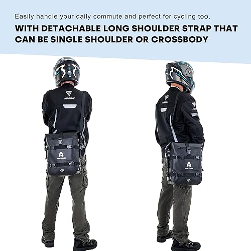 Miniatura 6 de Waterproof Motorcycle Rear Seat Tail Bag 15L Motorcycles Side Pannier Bag Crash Bar Bag Motor Sissy Bar Luggage Bag Tool Bag Dry Bag with Shoulder