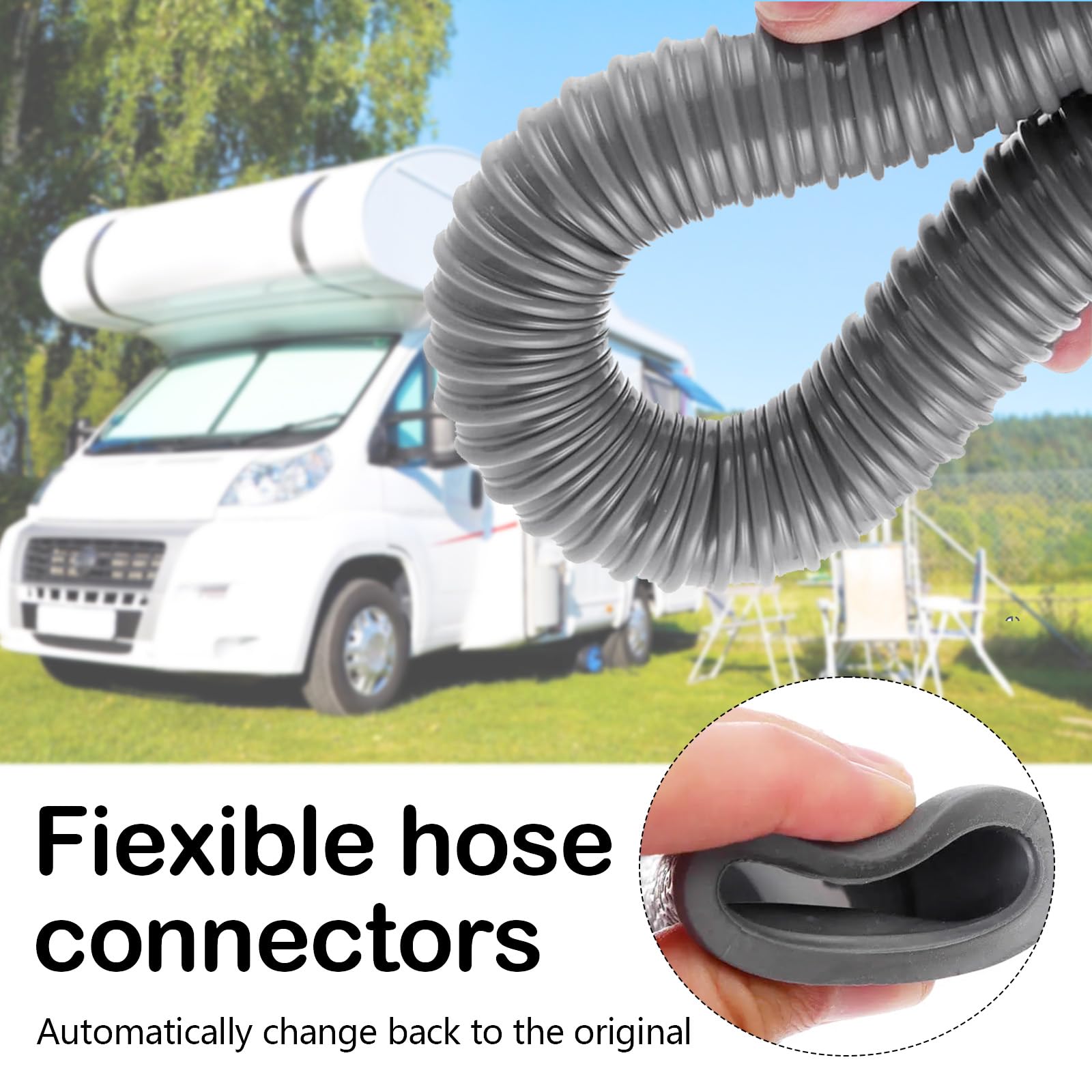 Kit 4 Tuyaux D'Évacuation Pour Camping-Car - 80 Cm Extensibles - Avec Brosse Nettoyage - Structure Acier Renforcée