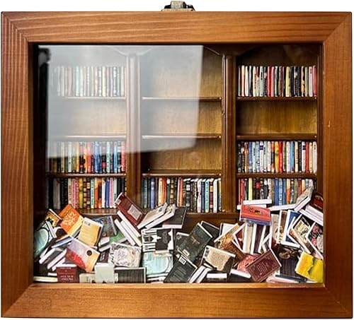 Kit de rincón de libros para bricolaje, estantería de ansiedad con biblioteca de madera, diorama para aliviar el estrés, caja de fósforos de libros