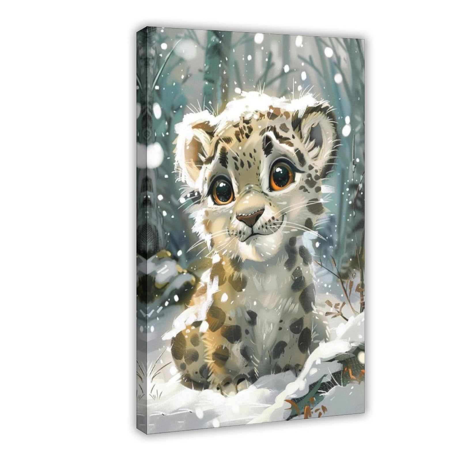 LXWNZE Charming Snow Leopard Artwork, Kids Bedroom Canvas Poster Bedroom Decor Landscape Office Room Decor Gift 20" L X 30" W