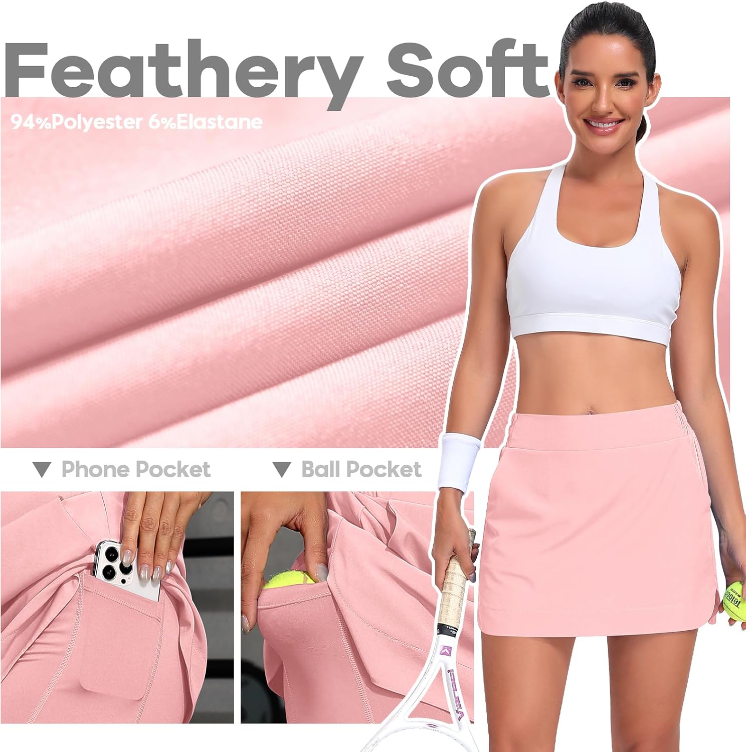 JoyGirl Womens Golf Skirt Athletic Skirt High Waisted Tennis Skorts with Pockets Mini A Line Skirts with Shorts