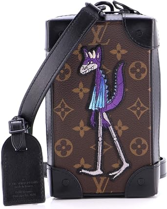 Pre-Loved Soft Trunk Phone Box Monogram Canvas with LV Friends Patch, Brown