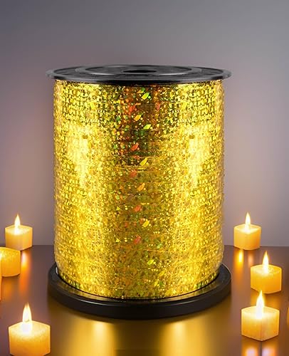 Miniatura 9 de XIKSXITN Cinta de 500 yardas, color oro rosa, rollo de cinta metálica brillante para envolver regalos