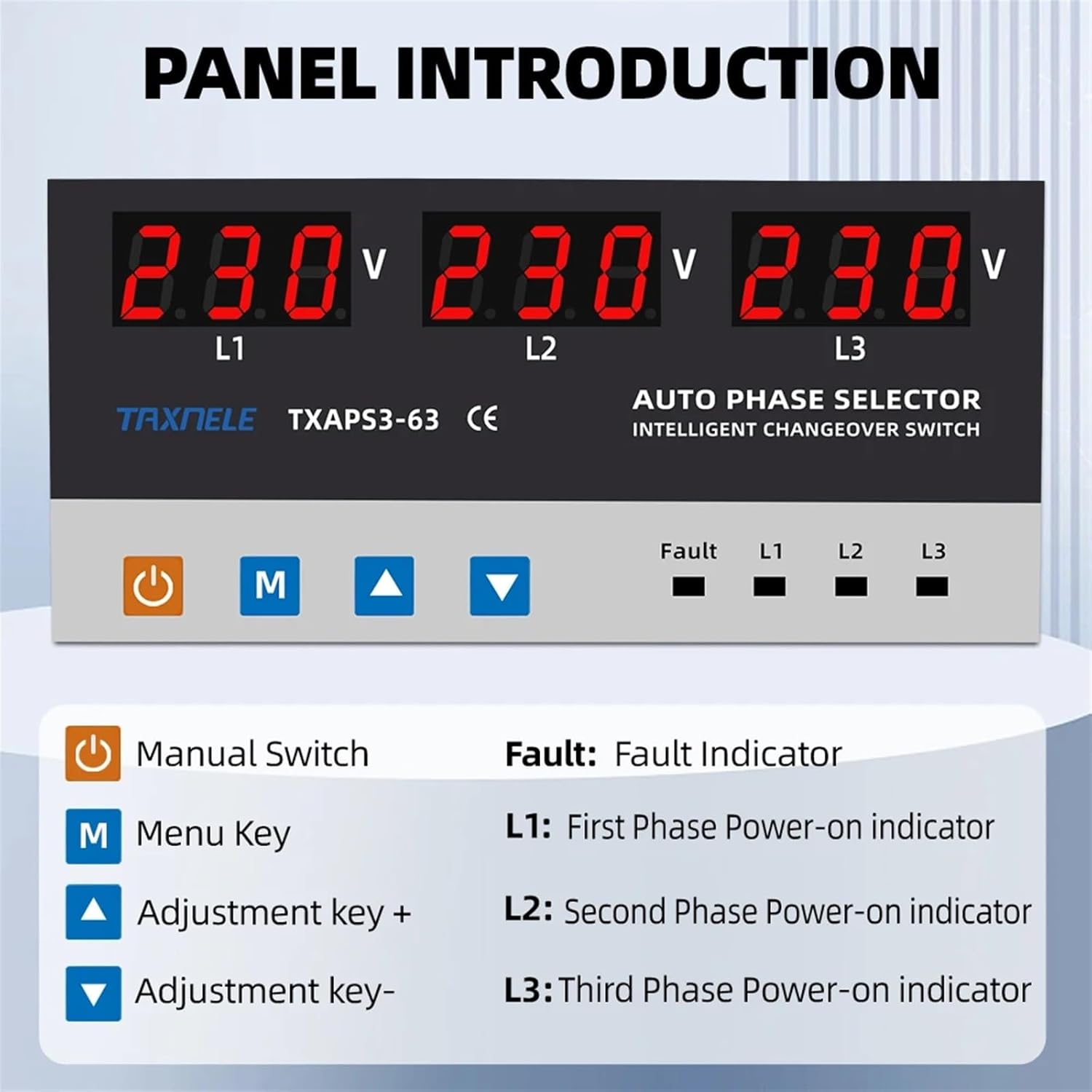 OJOPOV Three Phase Selector Voltmeter Product Dimensions