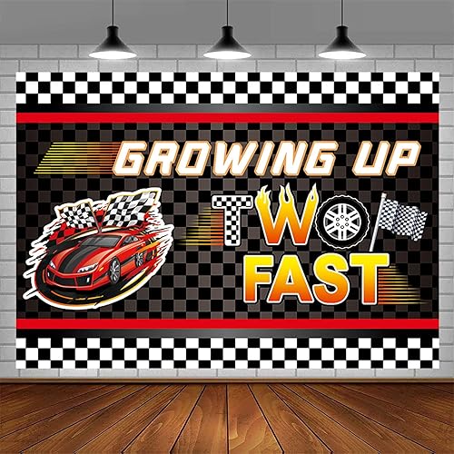 Miniatura 5 de Dos decoraciones de fondo de cumpleaños rápidas, cartel de fiesta temática de auto de carreras, escena rápida para reunión de segundo cumpleaños,