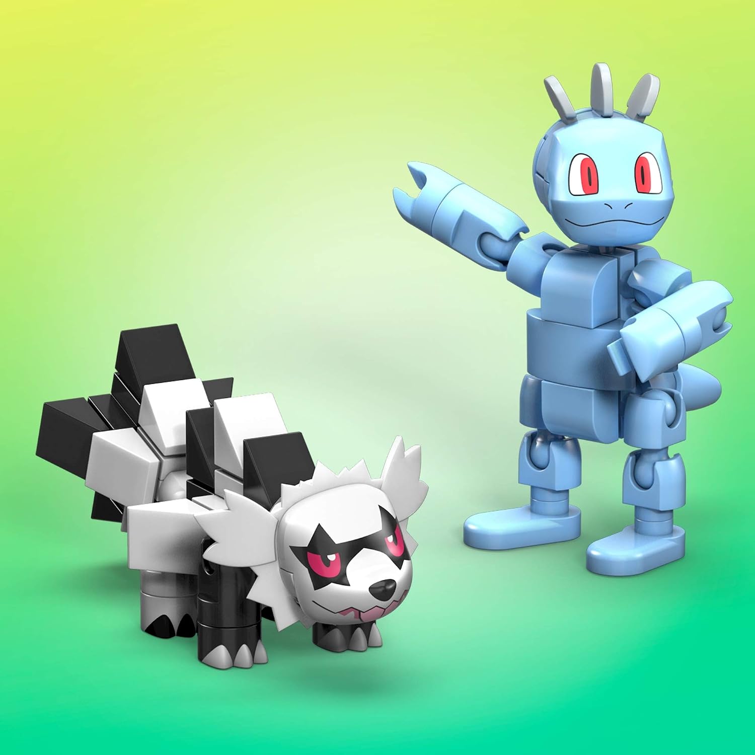 Mega Construx Pokemon Machop Vs. Galarian Zigzagoon Construction Set, Building Toys for Kids (GVK82) , Red, 6 years and up