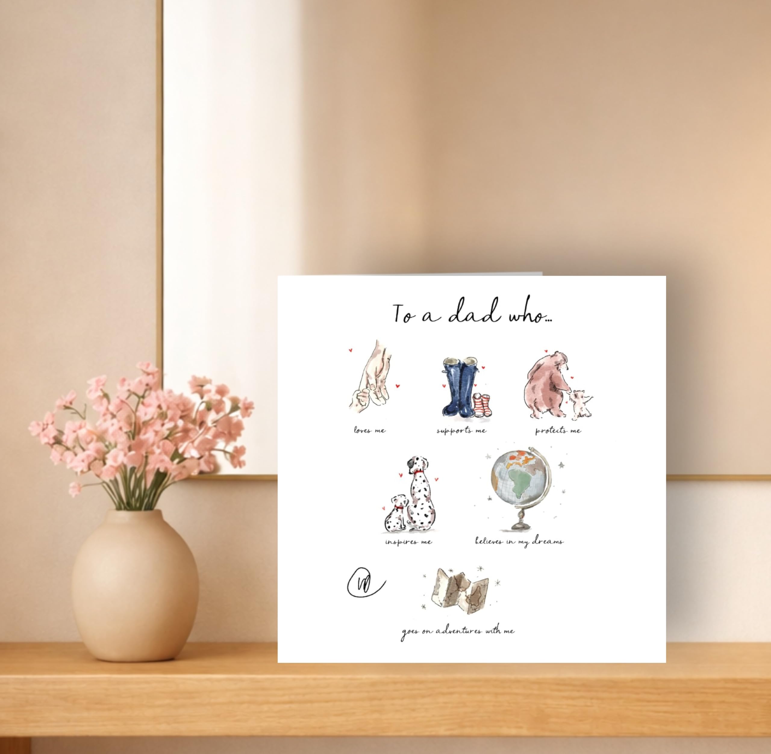 Lucy Claire Ilustracje Kartka na Dzień Ojca, Akwarela, Motyw Dla Taty Who, z Kopertą