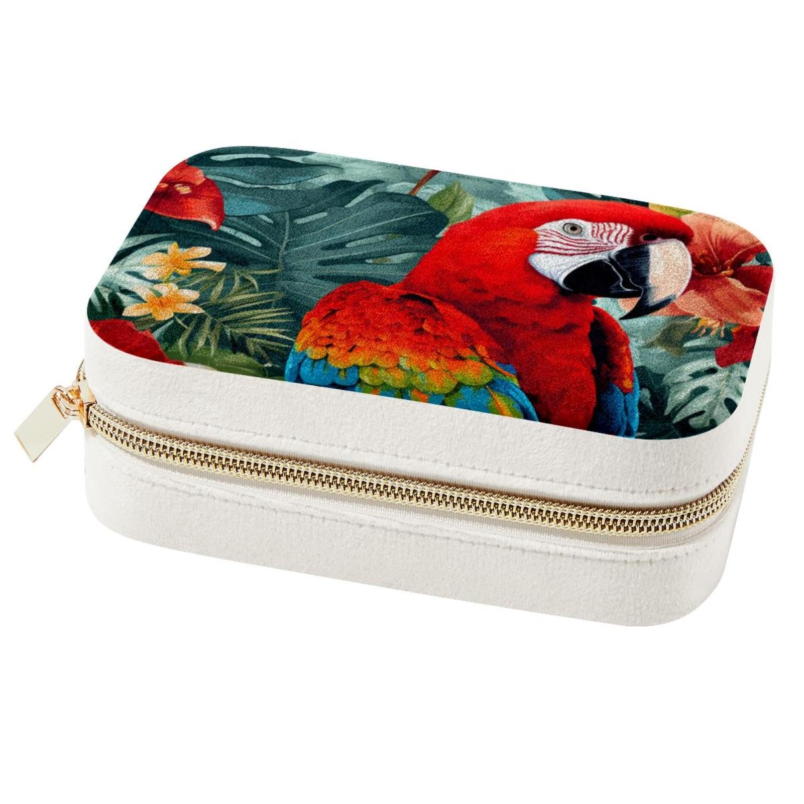 Boîte à bijoux perroquet et grand organiseur de voyage portable pour bagage à main