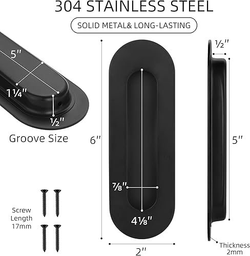 Miniatura 10 de Malimali Tiradores empotrados dorados de 6 pulgadas para puerta de armario, puerta corrediza de granero, manijas rectangulares de acero inoxidable
