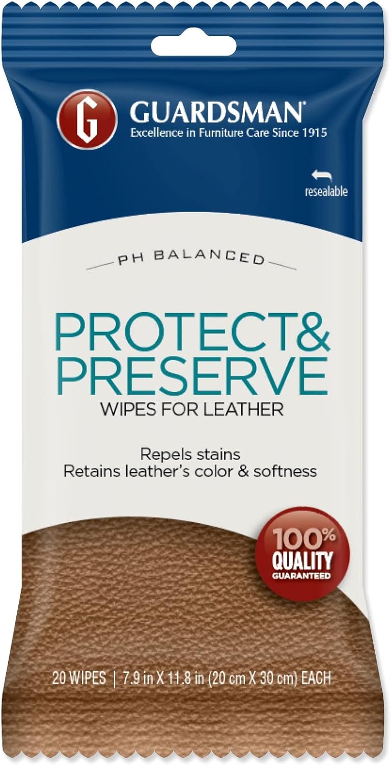 Guardsman 470600 Protect & Preserve Wipes 20 Repels Stains, Retains Color and Softness, for Leather F Furniture & Car Interiors-470600, Count : Health & Household
