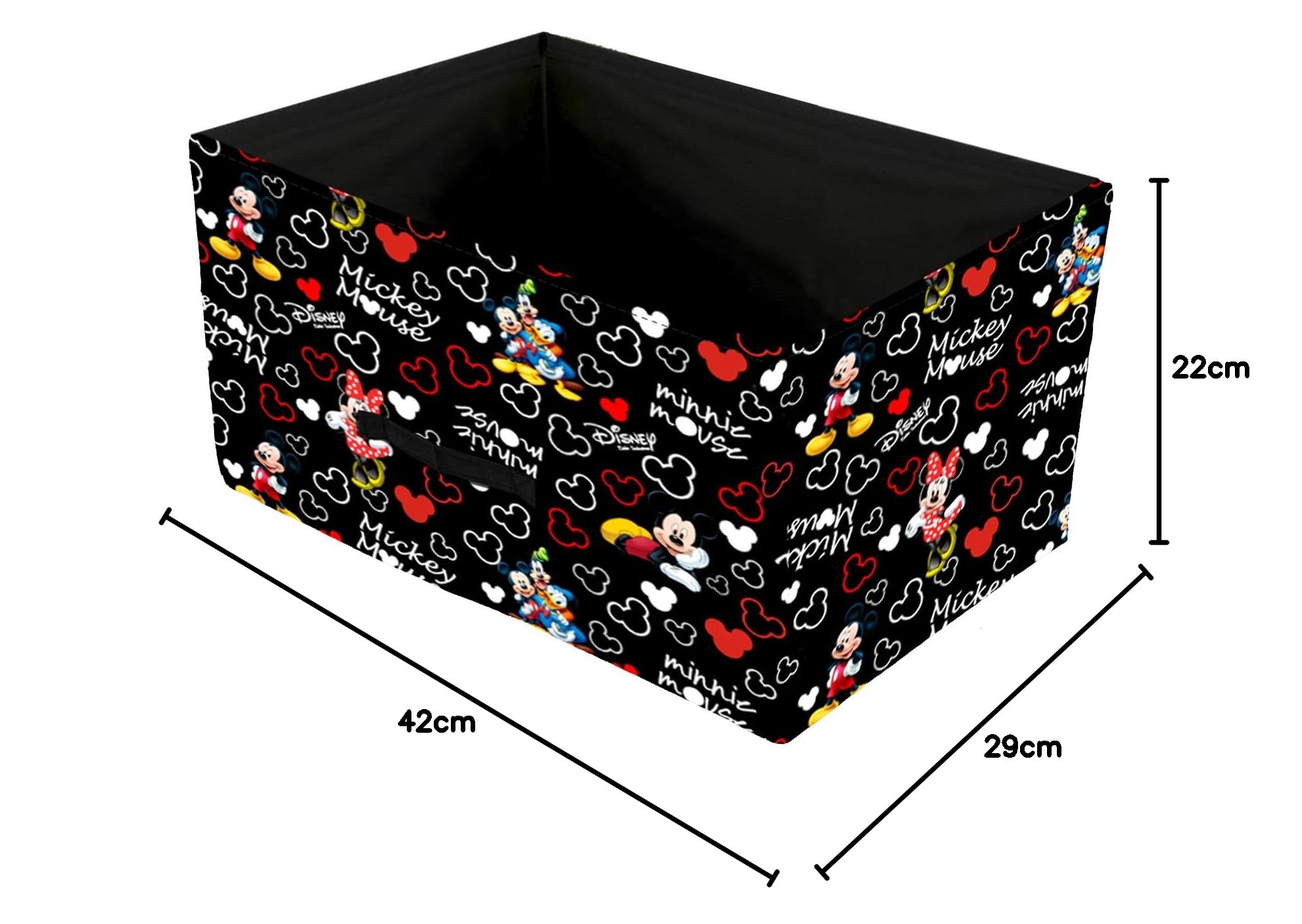 Kuber Industries Pudełko do przechowywania|Pudełko na zabawki dla dzieci|Składane pudełko do przechowywania|Disney Mickey Mouse Print (czarny)