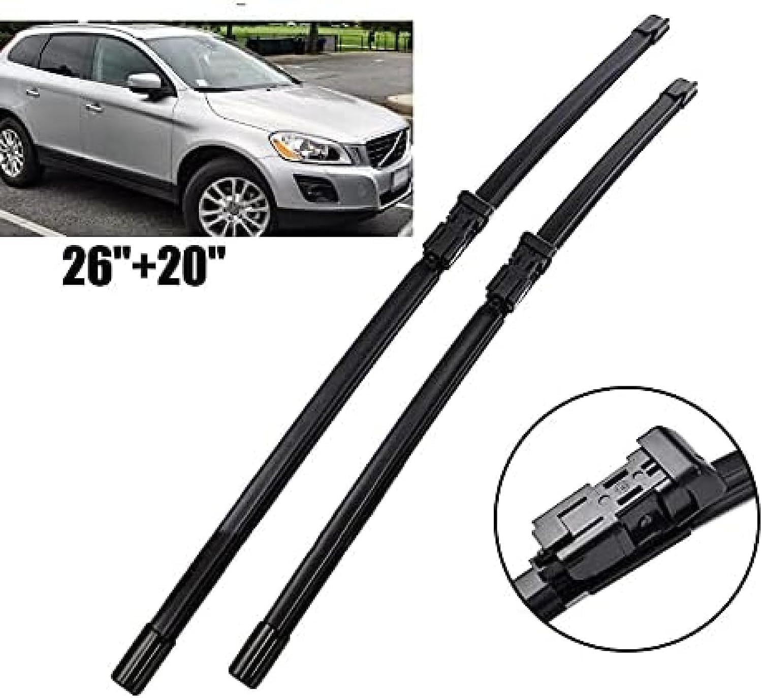 Wiper Blades for Volvo XC60, 26" + 19" Front Heatable Windshield Wiper Blade Original Equipment Replacement for Volvo XC60 2018-2023