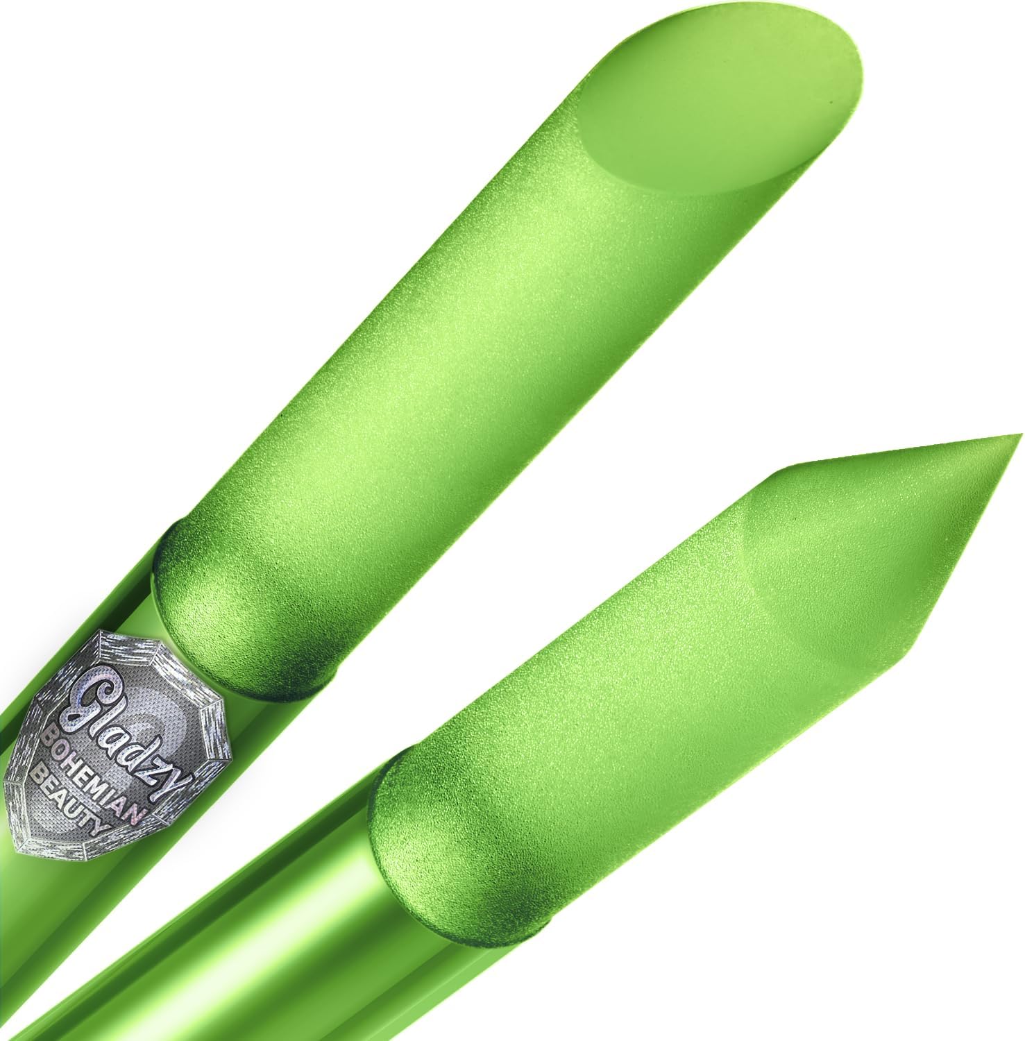 Glass Cuticle Pusher by GLADZY - Manicure Stick, Genuine Czech Quality, Professional Precision Filing Cuticle Remover, Abrasive Surface Never Wears Out - Lime