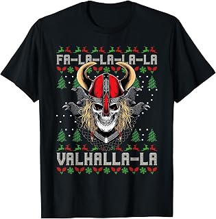 Viking Valhalla Flokis Skull Crazy Viking Ugly Christmas T-Shirt