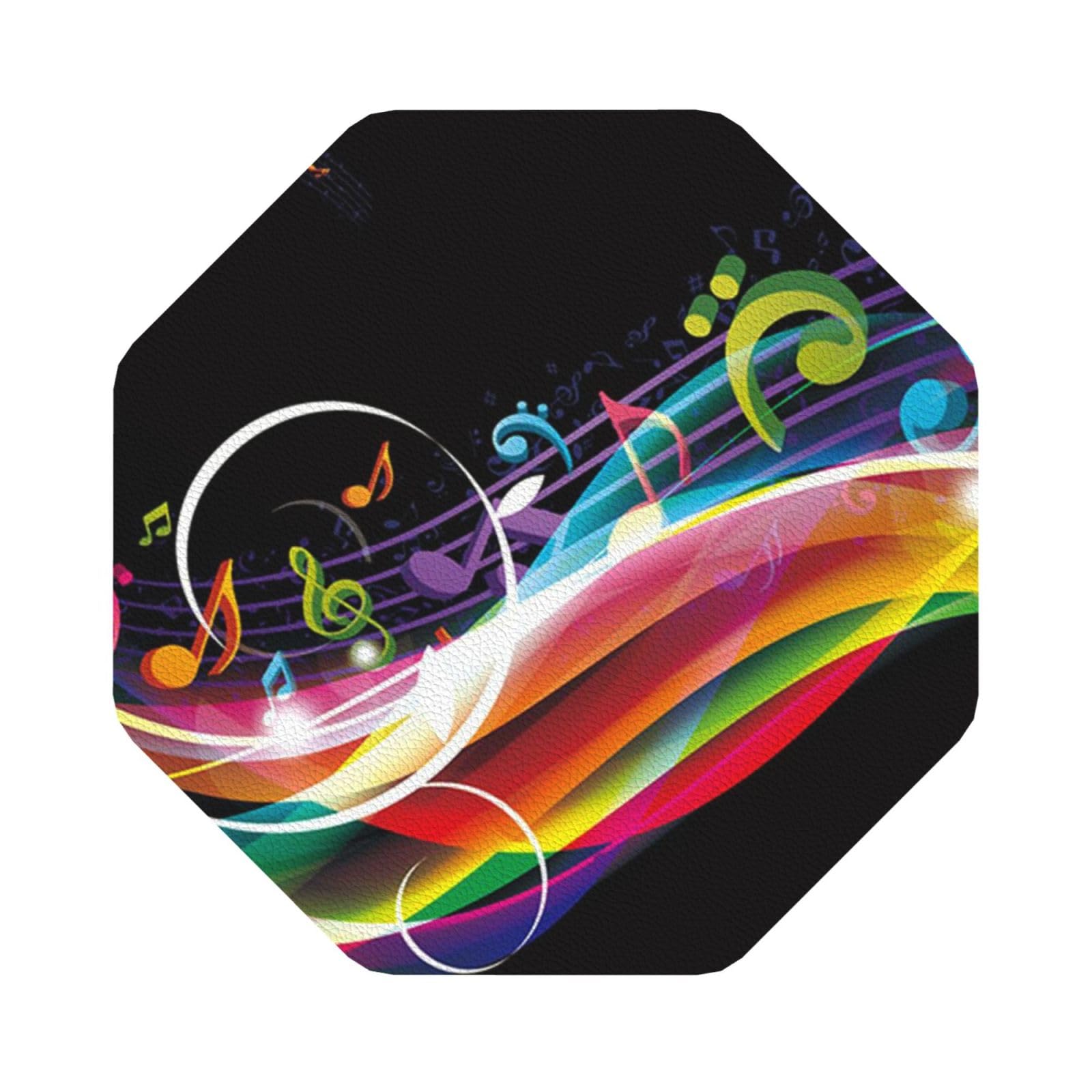 Colorful Music PU Leather Coasters Set of 6 Octagon Drink Coasters