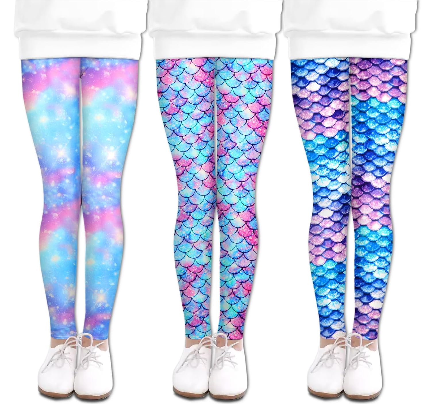 LUOUSE Pacote múltiplo bonito estampado meninas leggings stretch comprimento até o tornozelo 4-13 anos