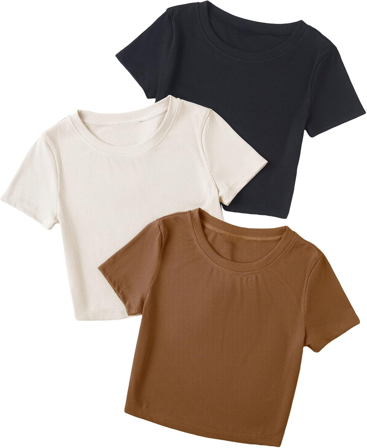 Damen Crop Top Mit V-Ausschnitt | Basic T-Shirt Slim Fit | Lässiges Freizeit-Oberteil