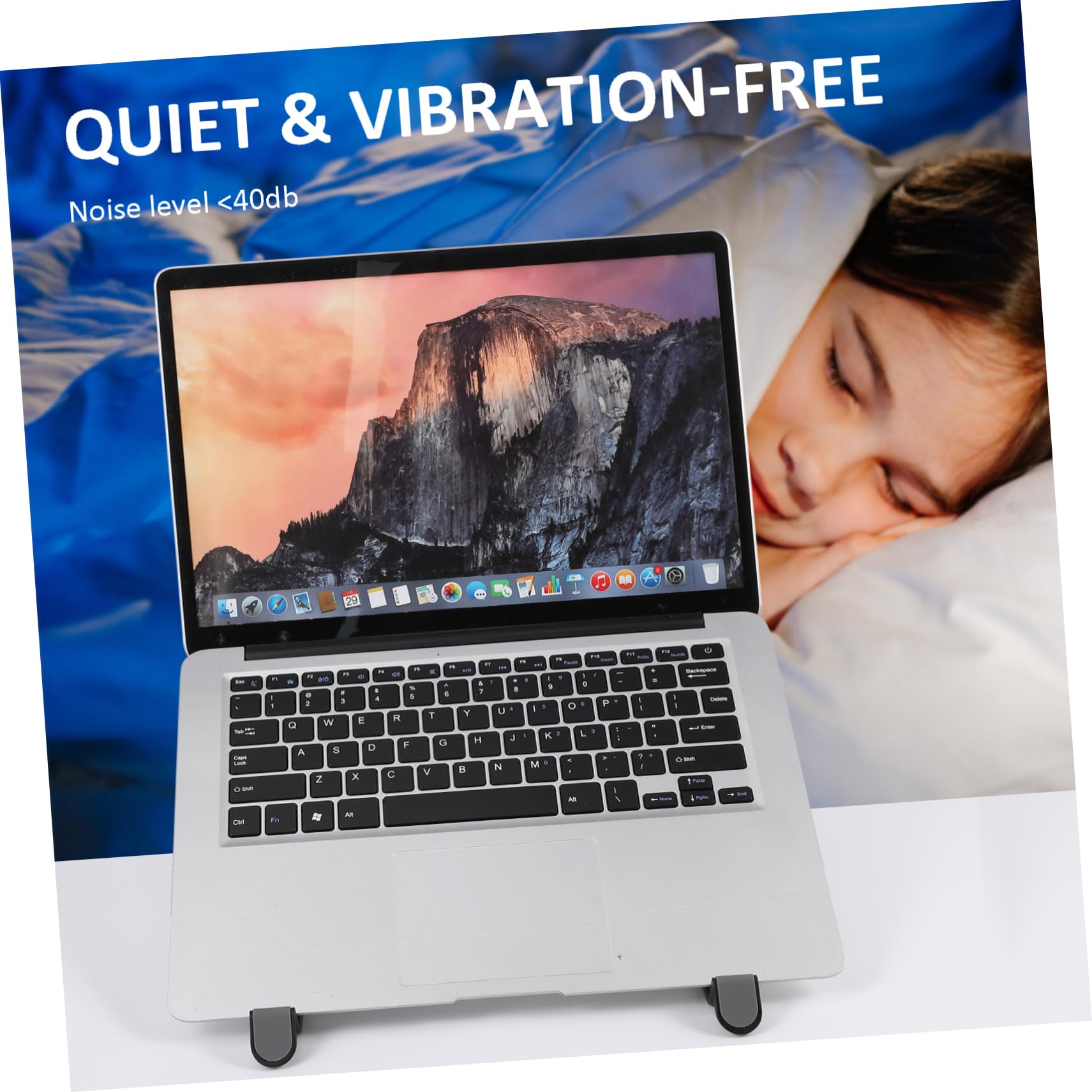 NUOBESTY Supporto di Raffreddamento per Laptop Ventole Nero in PC e Silicone, Base Pieghevole Raffreddamento Pro per Festa Estiva e Laptop Gaming