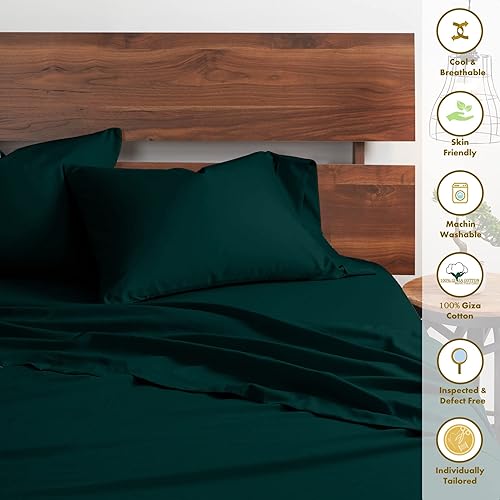 Miniatura 4 de My-Juego de sábanas de almohada Giza 100% algodón certificado, juego de sábanas egipcias Giza tamaño King dividido, tejido de satén suave, tela