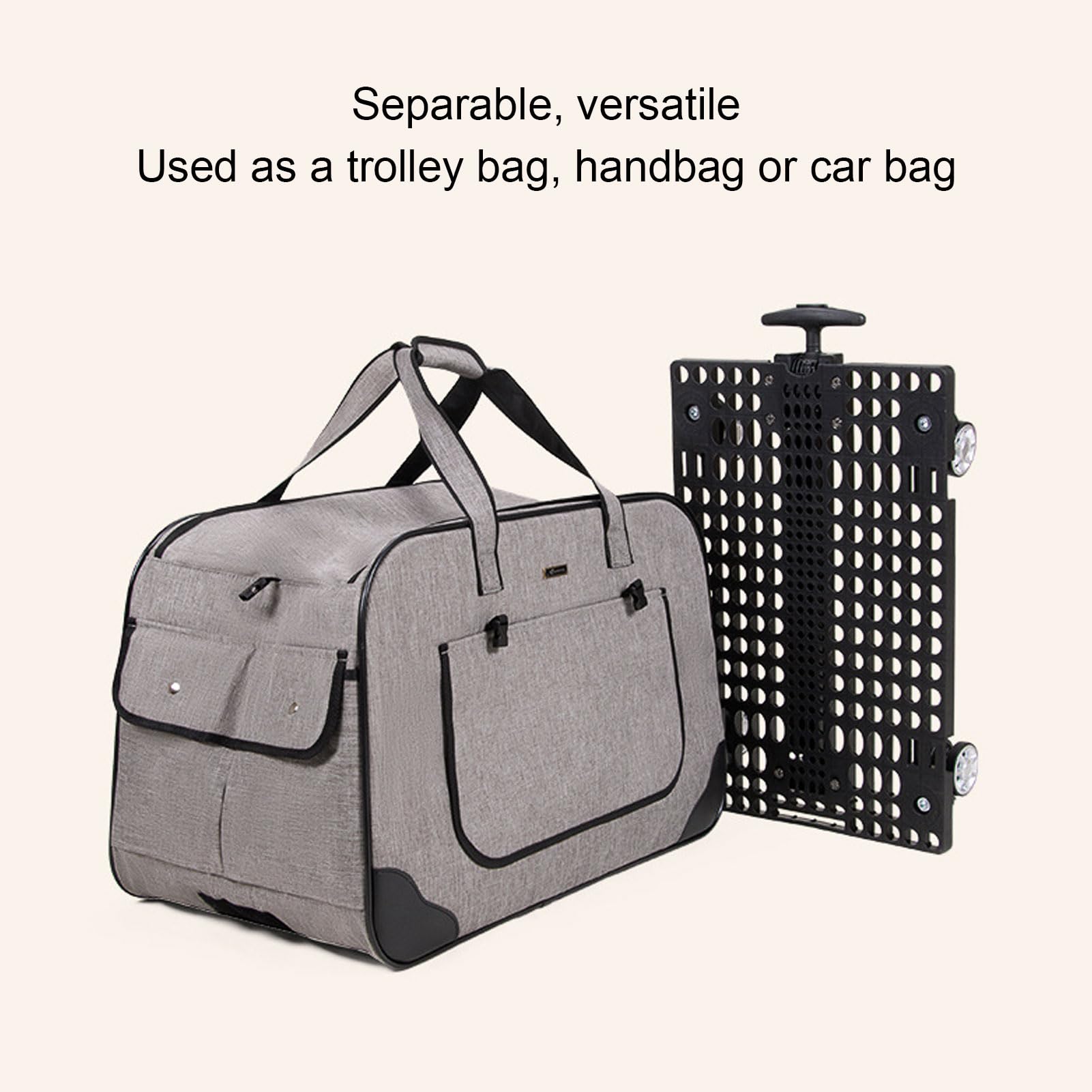 Transportín con Ruedas, Transportín Plegable para Perros Y Gatos con Ruedas Desmontables Y Asa Telescópica Transpirable Malla Oxford Tela Pet Travel Carrier para Menos De 17.5kg