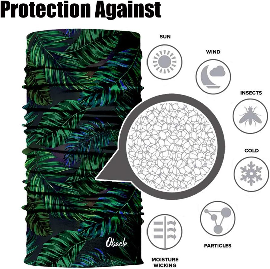 Obacle Seamless Bandana for Rave Face Mask Dust Wind Sun Protection Neck Gaiter Tube Mask Headwear Bandana for Women Men Festival Party Motorcycle Riding Fishing Outdoor (Banana Leaf Purple Green) : Sports & Outdoors