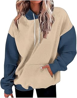 Oversized Sweatshirt For Women Color Block Long Sleeve Pullover Crewneck Tops 2024 Winter Fashion Outfits Clothes