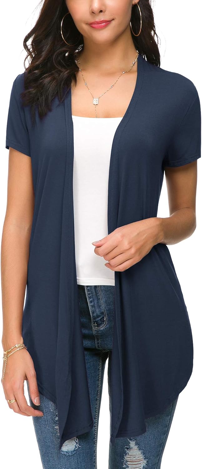 Urban CoCo Womens Open Front Short Sleeve Cardigans for Women Lightweight Summer Drape Cardigan Vest - Image 2