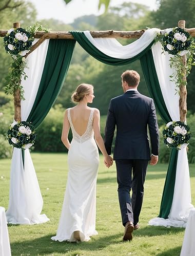 Miniatura 148 de BLOSMON Centros de mesa de flores para mesas de boda: 10 piezas de rosas artificiales rojas carmesí decoración de bolas - 9.5 pulgadas de seda falsa