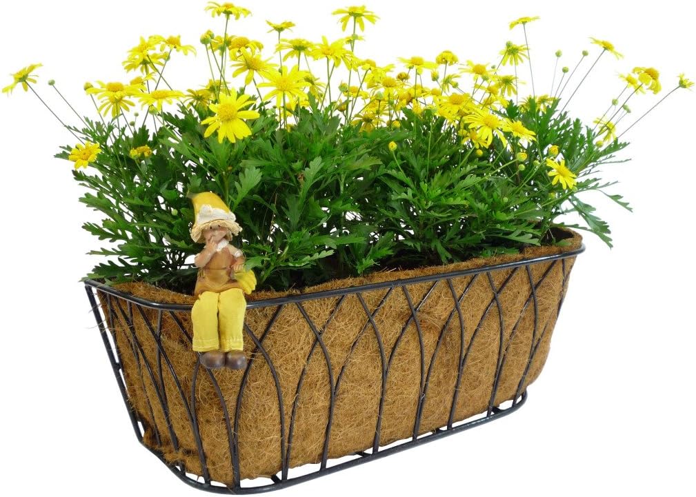 26060533 Lotus Trough Planter, Leather Black, 24-Inch