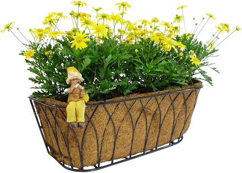 26060533 Lotus Trough Planter, Leather Black, 24-Inch
