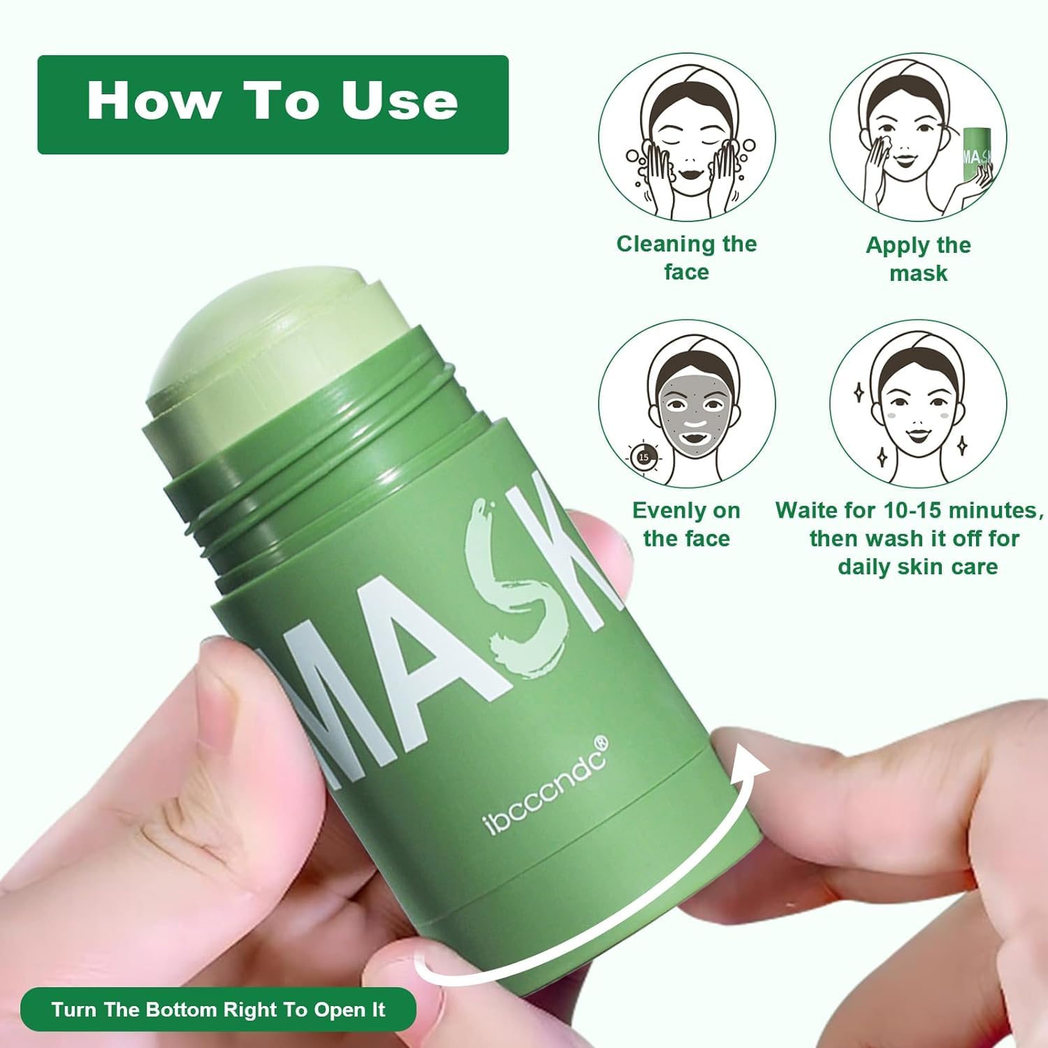 Maschera detergente profonda con tè verde per viso, maschera per la rimozione dei punti neri, maschera per la pulizia profonda senza pori, detergente, idratante, Co