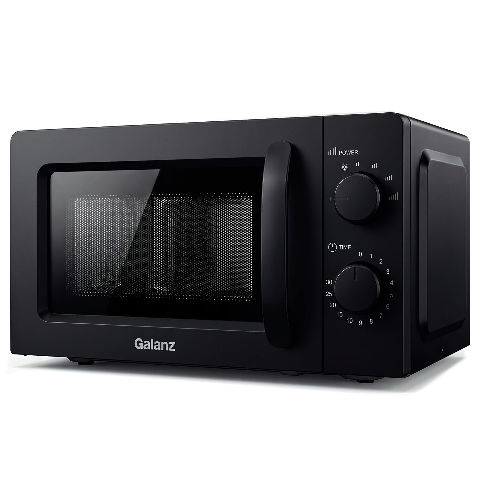 Galanz Mikrowelle 20L 700W, Solo Mikrowellengerät mit Drehregler, 6 Leistungsstufen, Drehteller aus Glas & Sichtfenster, einfache Bedienung, Schwarz, P70J20J-P5