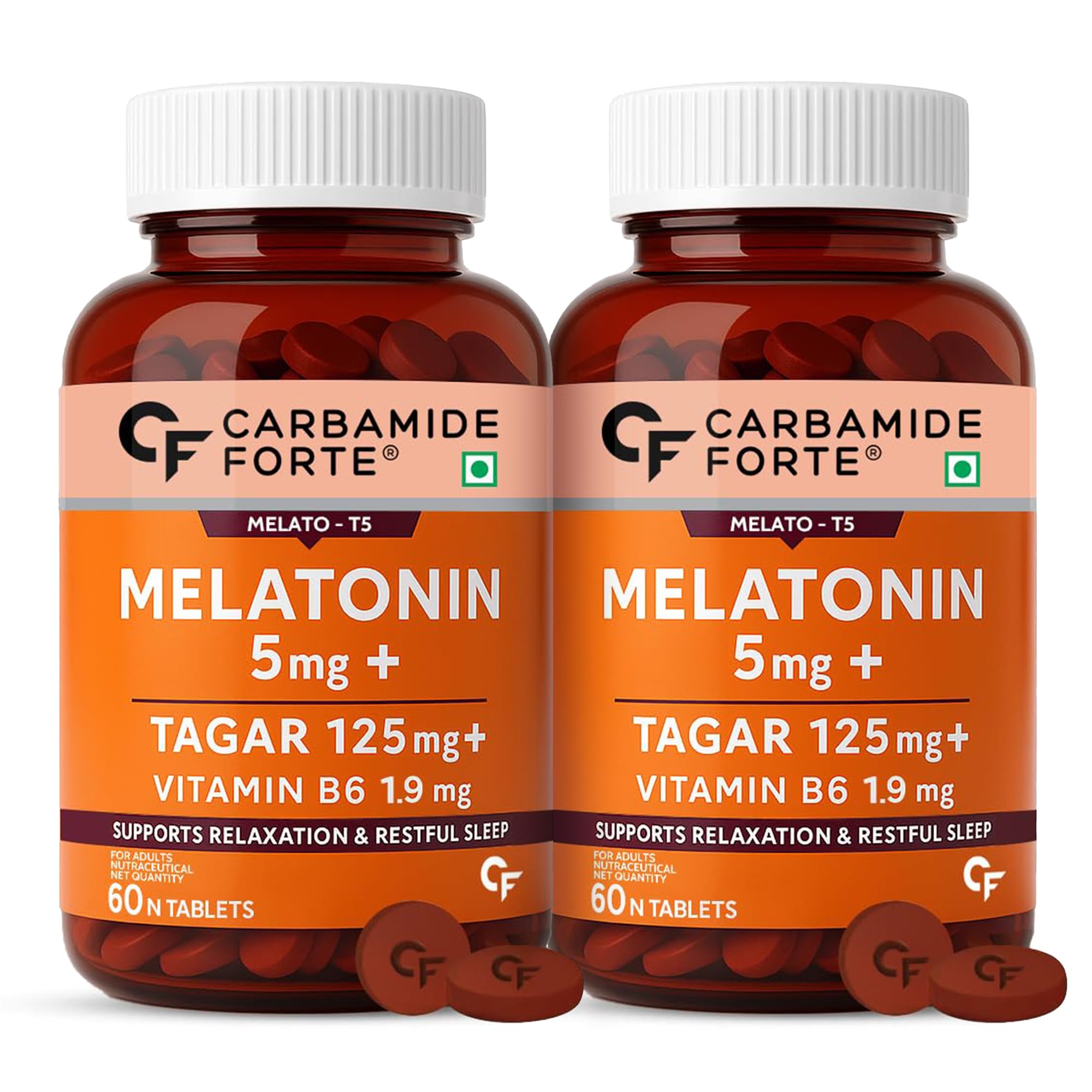 Carbamide Forte Melatonin 5mg with Tagara 125mg Sleeping Aid Pills 60 Tablets (Pack of 2)-image-44