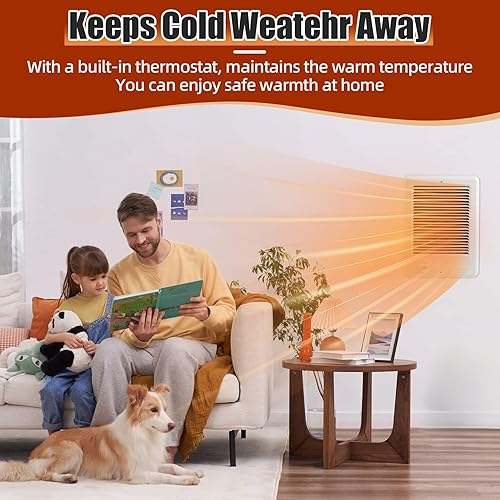 Miniatura 4 de Calentador eléctrico de pared CSC151TW unidad completa, calentador eléctrico montado en la pared para uso en interiores, 1500 vatios, 5120 BTU, 120