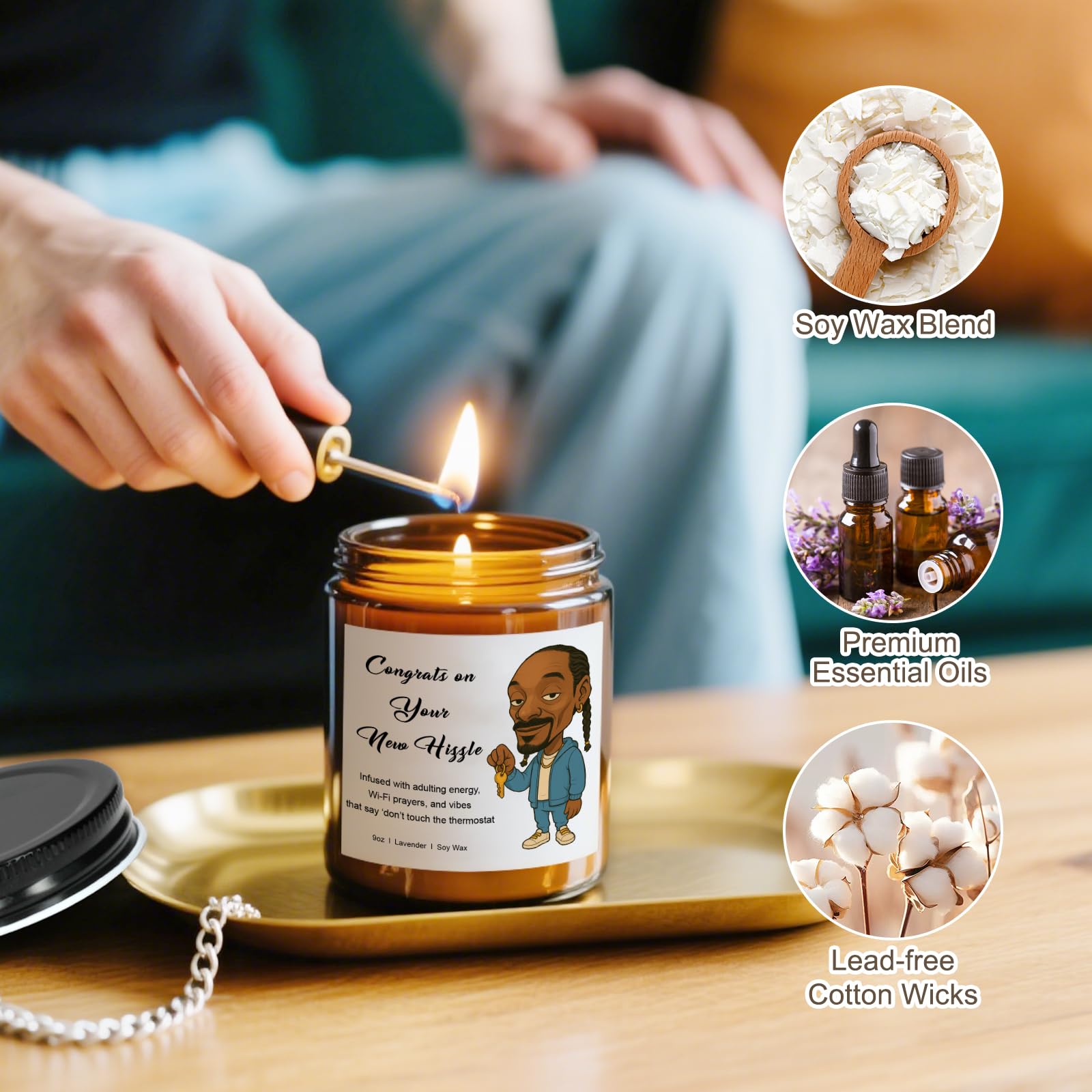 Funny Housewarming Gifts New Home - Lavender Scented Candle Gift for Women & Men, Housewarming Decorations, First Apartment Essentials, Closing Gift for Home Buyers, Congrats on Your New Hizzle