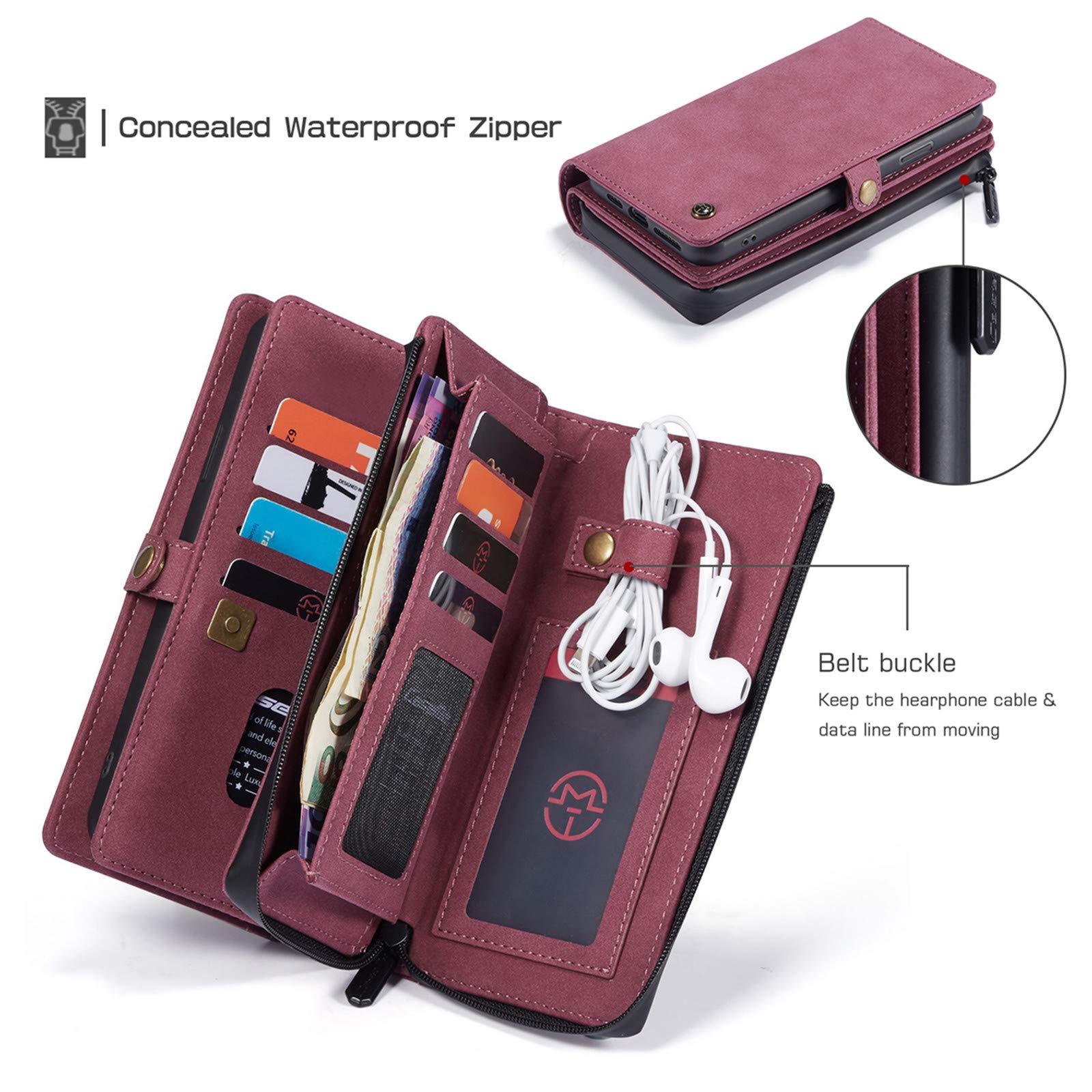 Custodia Portafoglio In Pelle PU Per IPhone 11 Pro Max 6.5'' – Con Slot Carte E Supporto – Colore Caffè
